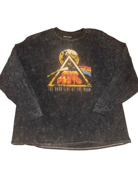 Pink Floyd Black Long Sleeve Tee with Rainbow Prism Graphic Rock band vintage